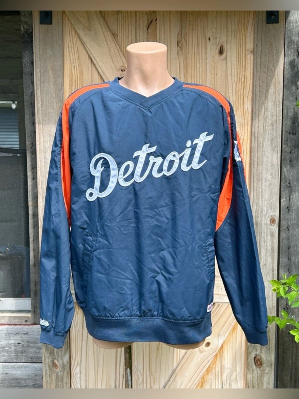 Stitches Detroit Tigers MLB V-Neck Pullover Windbreaker Jacket~L~